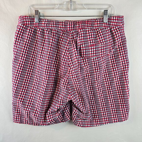 Onia Swim Trunks Mens XL Red Blue Check Swimwear Mesh Lined Hybrid Quick Dry - Picture 4 of 9